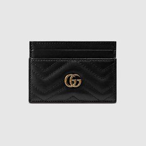 New Gucci GG Marmont Matelasse Card Case Black